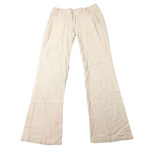 Nana USA Flared Pants Wide Leg‎ Linen Blend Boho Casual Career Beige Women's S